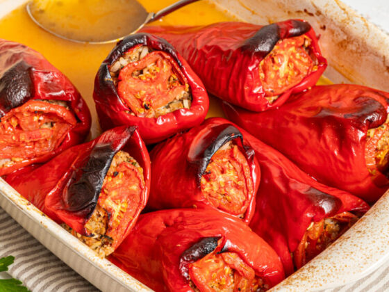 Beef and rice stuffed peppers