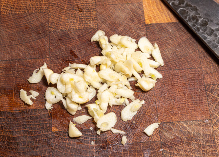 Chopped garlic.